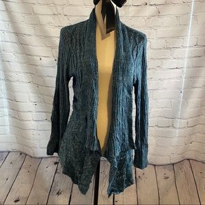 89th & Madison || Teal/white textured long sleeve cardigan sweater